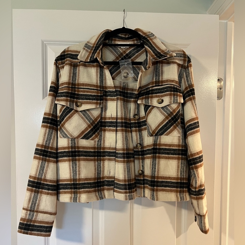 Plaid Button-Up Jacket